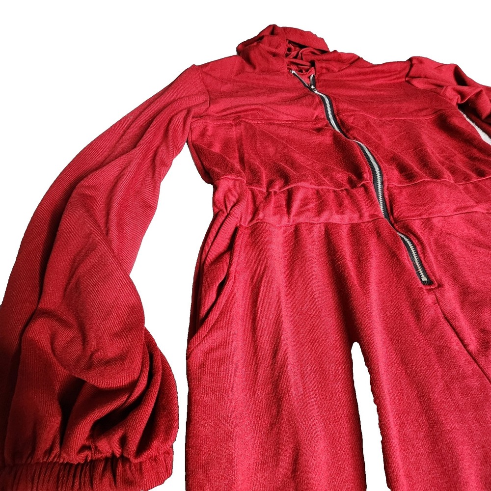 Red Romper Jumpsuit with Hoodie Comfy Size XL - Picture 2 of 9